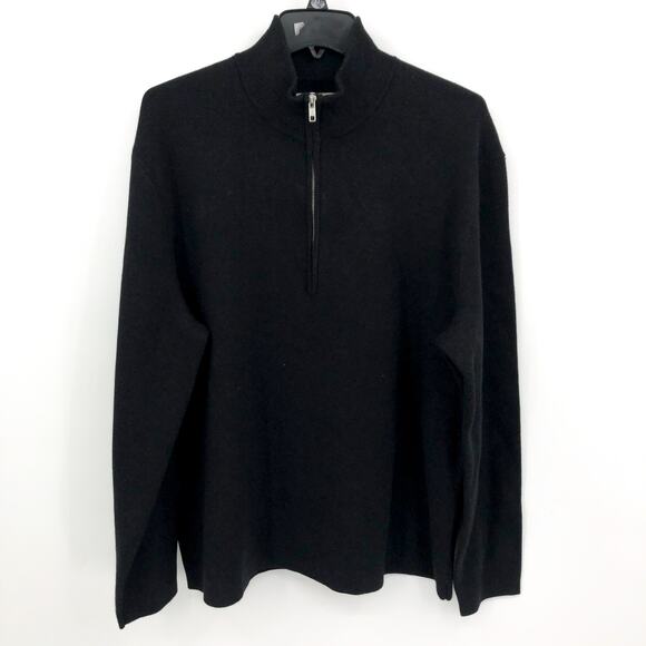 EVERLANE Men's No Sweat Half Zip Sweater Large Black CoolMAX NWT - Picture 2 of 9